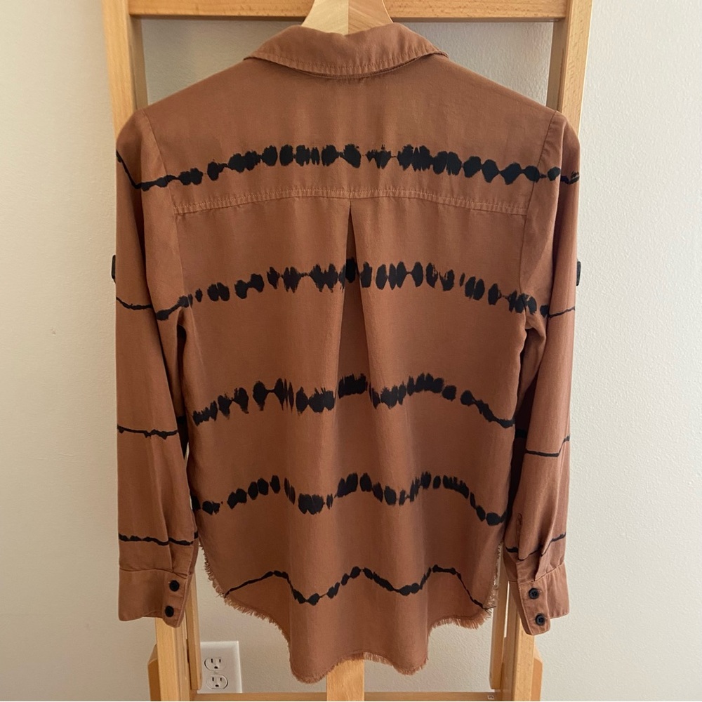 Anthropologie Cloth & Stone Edie Brown Tie Dye Button Down Blouse - Picture 6 of 15